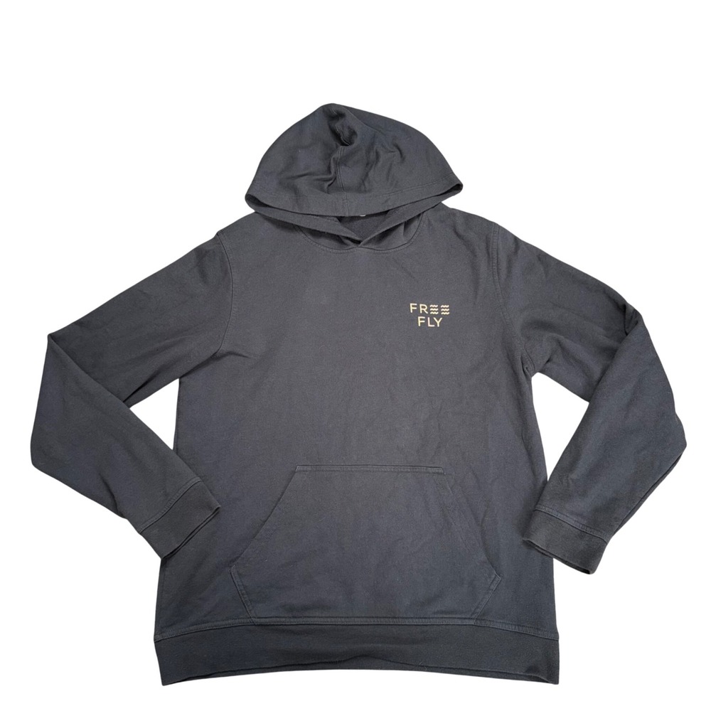Free Fly Hoodie Mens Large Black Good Camo Fish Graphic Bamboo Blend